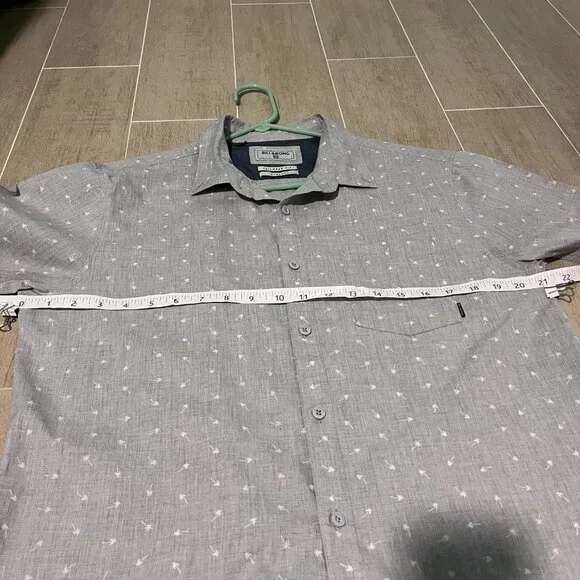 Billabong men’s gray palm tree print button front short sleeve shirt size L - Picture 3 of 6
